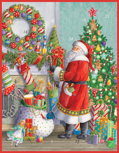 Advent Calendar;  Santa at the Mantle