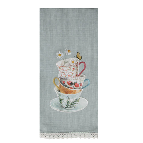 Tea Towel, Stacked Tea Cups