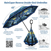 RainCaper Reverse Opening Umbrella,  Vincent van Gogh Starry Night