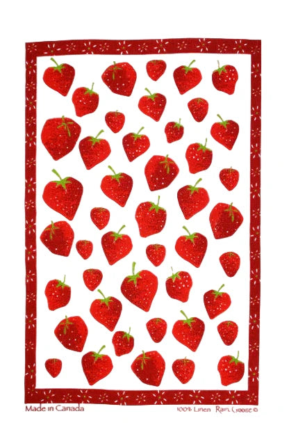 Tea Towel, Rain Goose, Linen, Strawberry