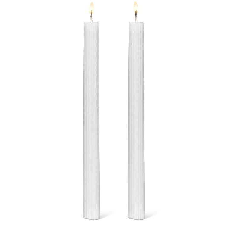 Candle,  White, Ridged Taper Candle