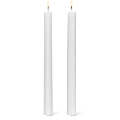 Candle,  White, Ridged Taper Candle