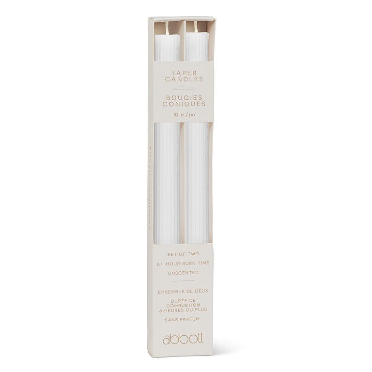 Candle,  White, Ridged Taper Candle