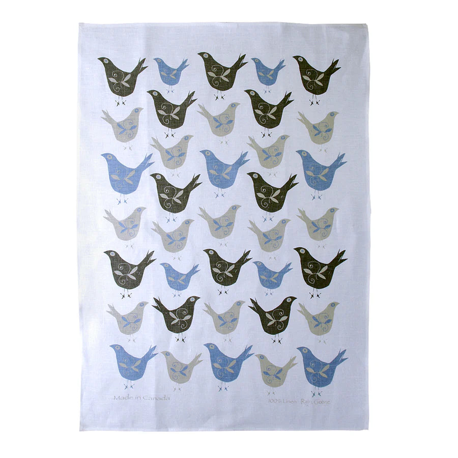 Tea Towel, Rain Goose, Linen, Swedish Birds Multi