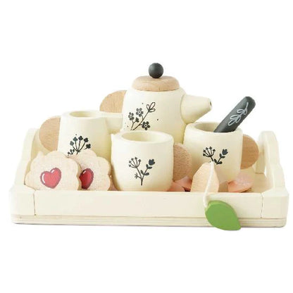 Childrens Tea Set, 12 pc Wooden Tea Set with Tray