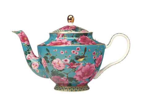 Classic Silk Road Aqua/Floral Teapot with infuser