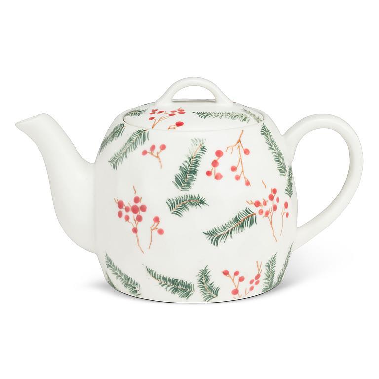 Teapot;  Pine & Berries