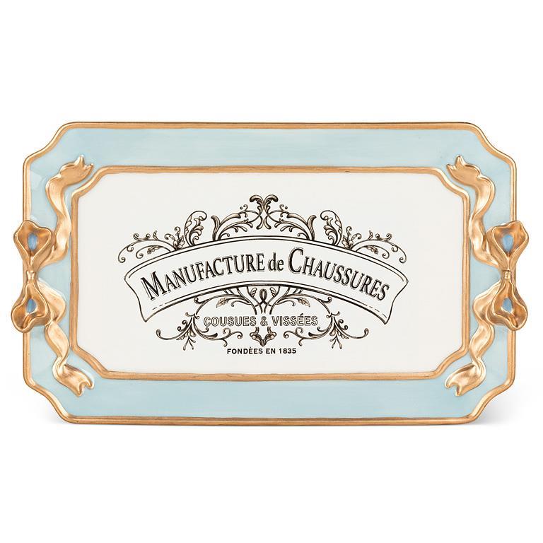 Tray, Rectangle Tray with Bow Detail  Blue