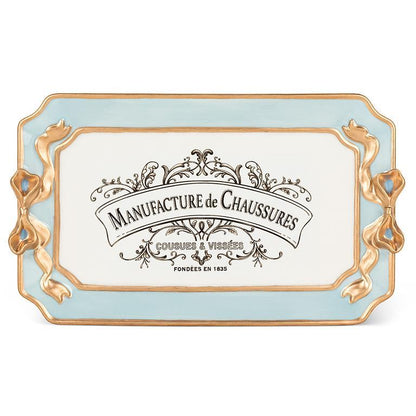 Tray, Rectangle Tray with Bow Detail  Blue