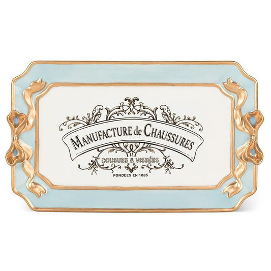 Tray, Rectangle Tray with Bow Detail  Blue