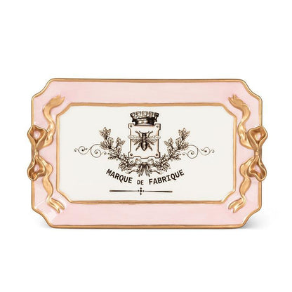 Tray, Rectangle Tray with Bow Detail Pink