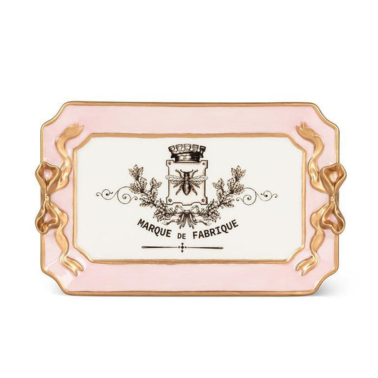 Tray, Rectangle Tray with Bow Detail Pink