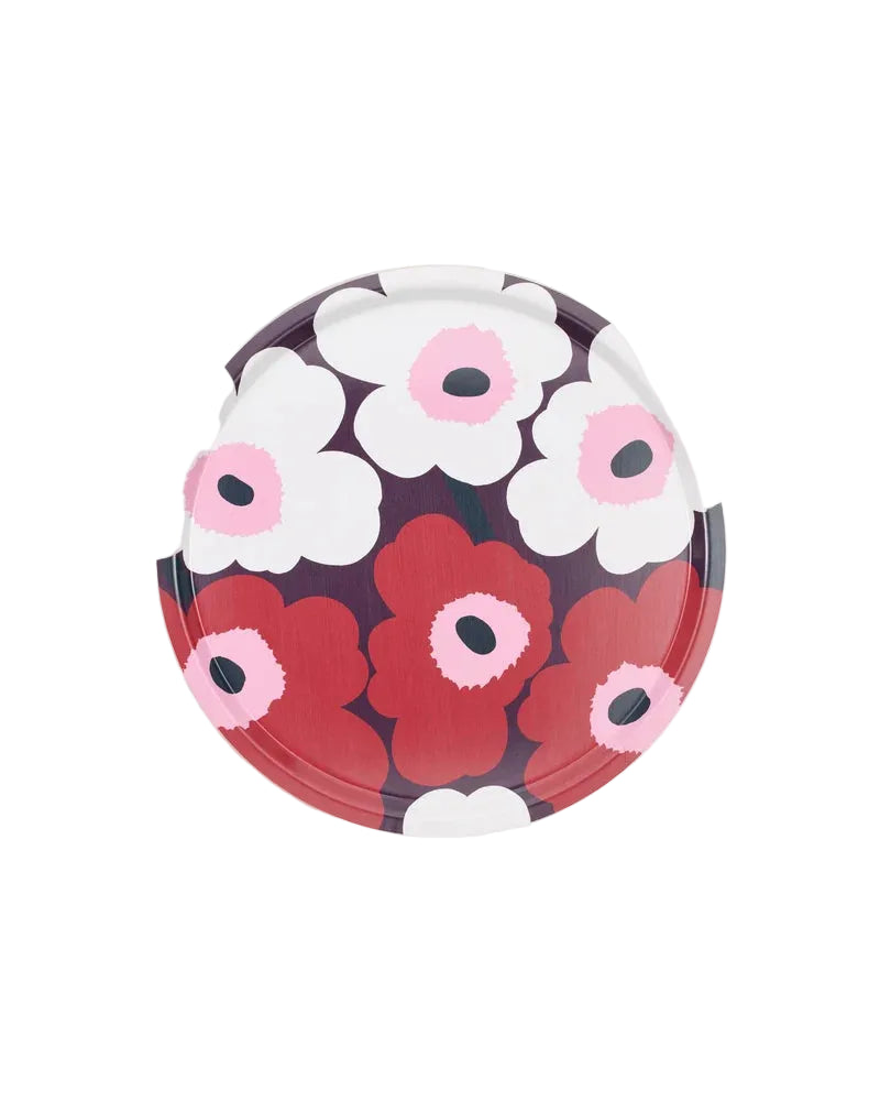 Tray, Marimekko, Unikko,  Plum, Cranberry, Off White