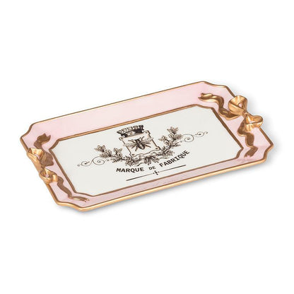 Tray, Rectangle Tray with Bow Detail Pink