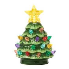 Ornament, Ceramic Tabletop Christmas Tree ,  LED 4.5"