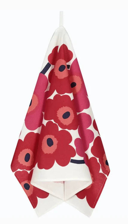 Marimekko Tea Towel;  Oiva Unikko Red