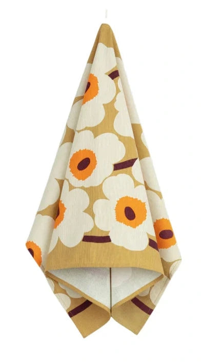 Marimekko Tea Towel;  Oiva Unikko Saffron