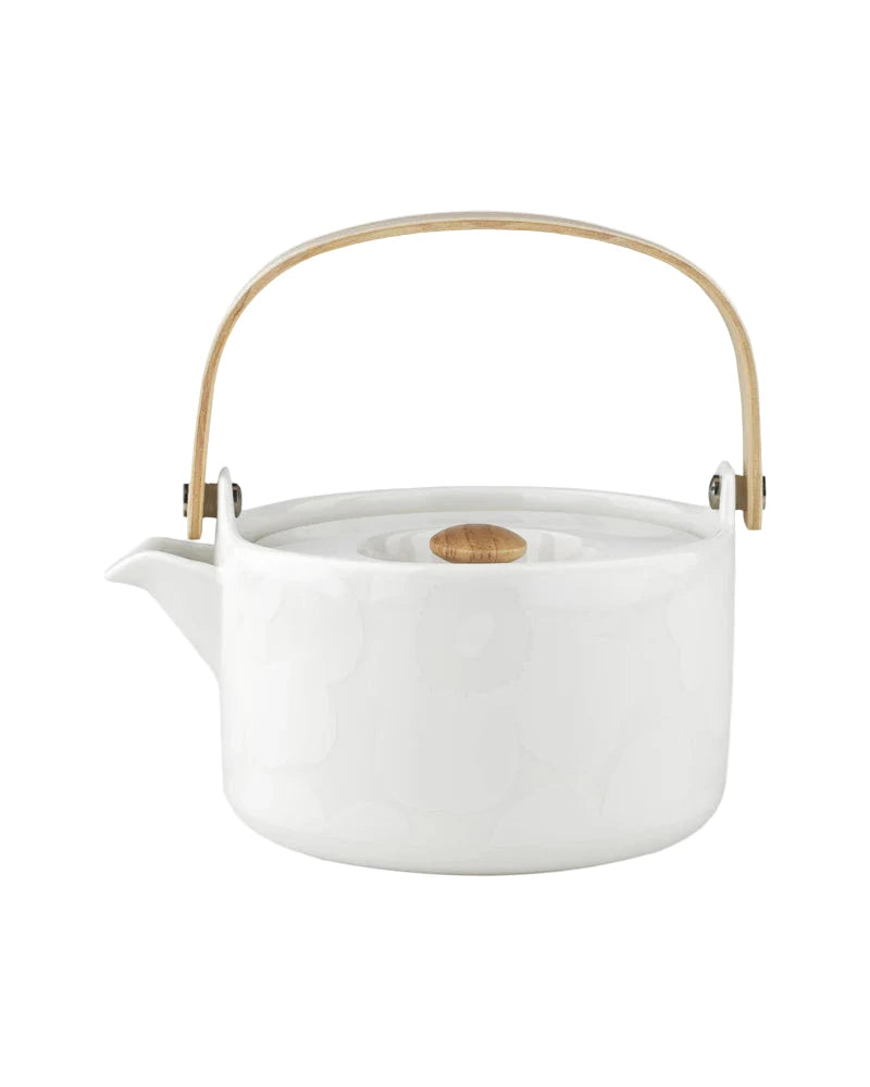 Marimekko Teapot; Oiva Unikko White on White