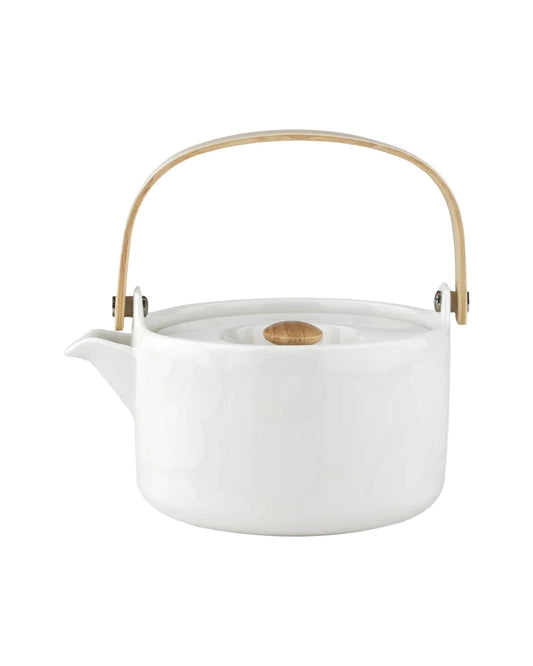 Marimekko Teapot; Oiva Unikko White on White