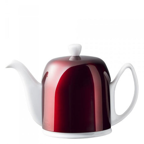 Guy Degrenne Salam  - White Base, Cranberry Red Cover  6 Cup Teapot