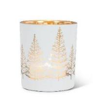 Candle Holder,   White & Gold Trees