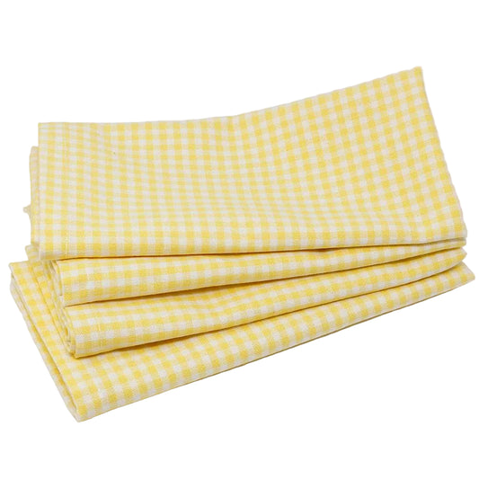 Napkin, Fabric, Yellow Gingham, Set of 4