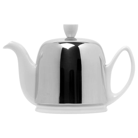Guy Degrenne Salam - White Base with Polished stainless steel cover 4 Cup Teapot