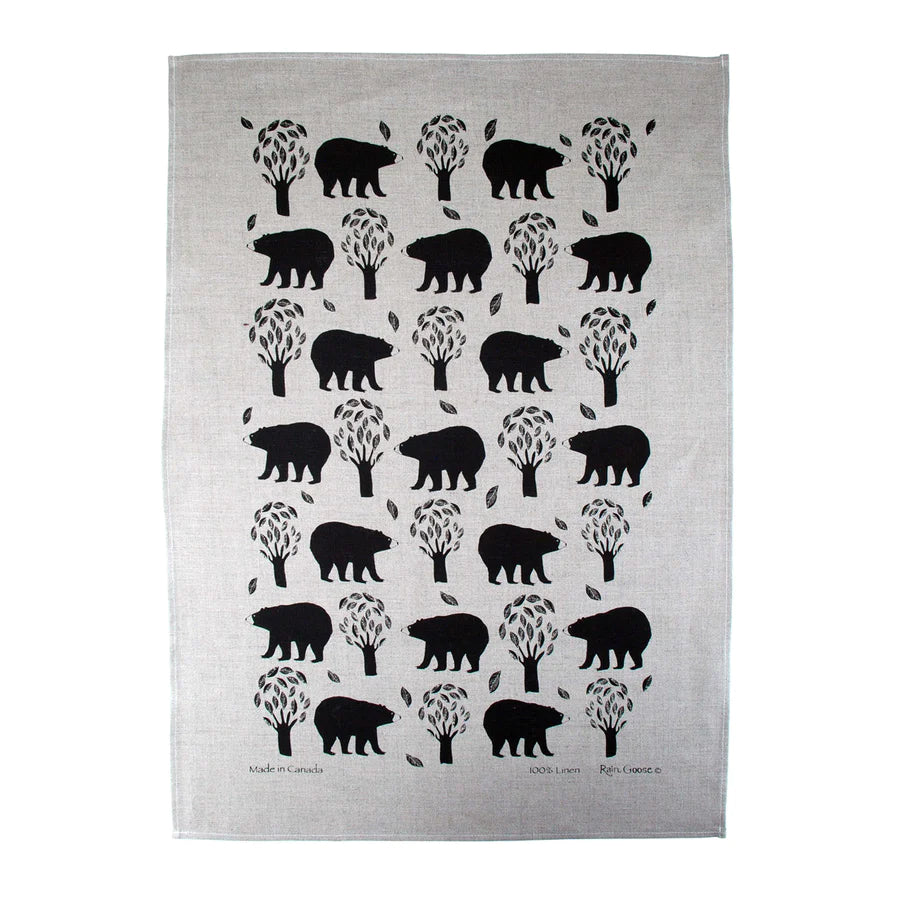 Tea Towel, Rain Goose, Linen,  Woodland Bear