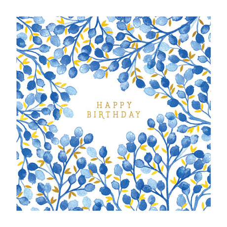 Card. Birthday: Happy Birthday Vintage Blue