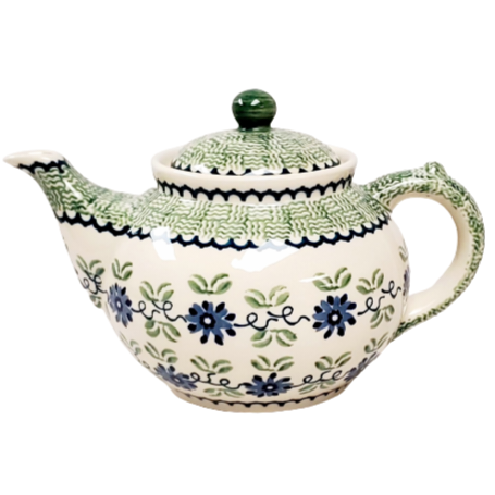 Boleslawiec Polish Pottery - Blue Clematis Afternoon Teapot