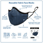 RainCaper Re-usable Face Mask;  Blue Glen Plaid