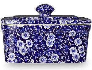Burleigh Blue Calico Covered Butter Dish
