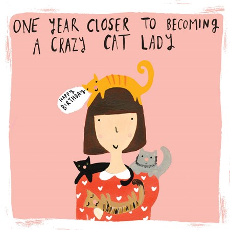 Card, Birthday:  Crazy Cat Lady
