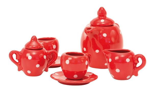 Children's Tea Set, Moulin Roty, Red Polka Dot