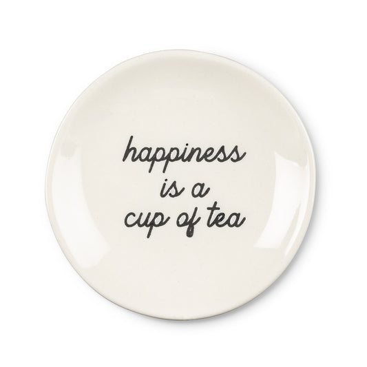 Teabag Holder / Tidy, small plate; Happiness is a cup of tea