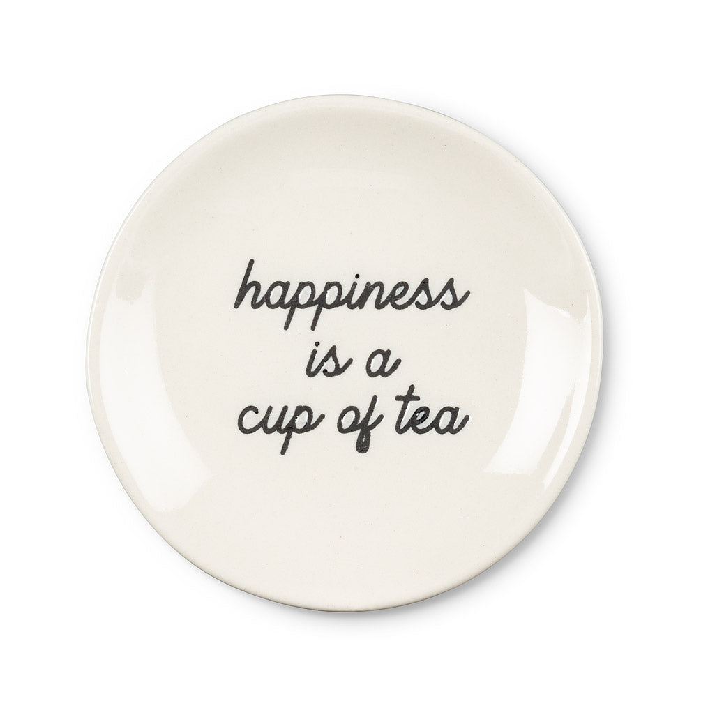 Teabag Holder, small plate; Happiness is a cup of tea