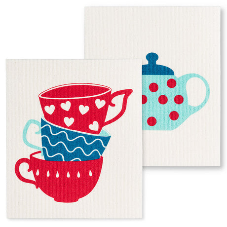 Dish Cloth - Swedish - Teacups & Teapot