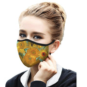 RainCaper Re-usable Face Mask;  Van Gogh Sunflowers
