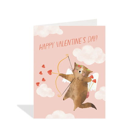 Card. Valentine, Happy Valentines Day Cupid Kitten