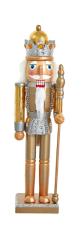 Nutcracker; Gold & Silver Wearing Crown