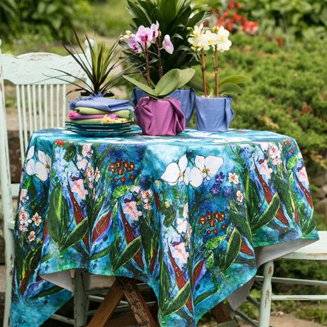 April Cornell Orchid Study Green Tablecloth 54x54 - Barb's Kitchen