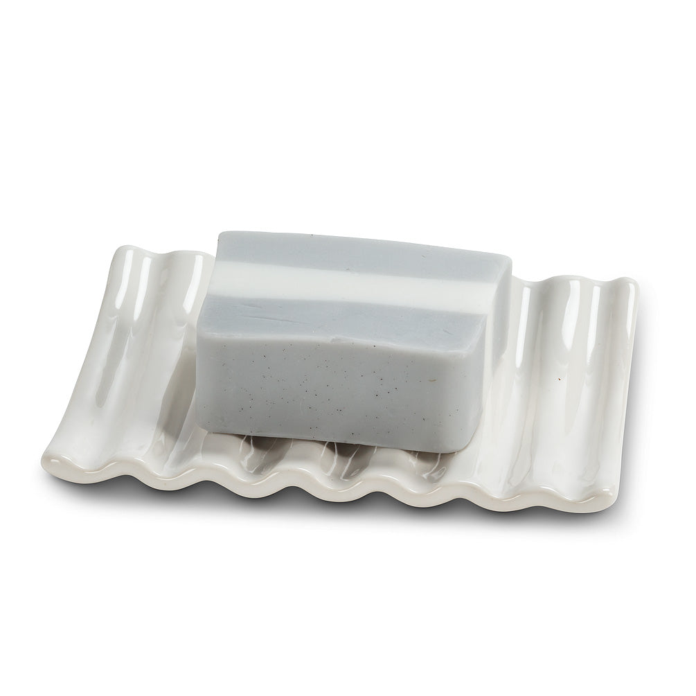 Soap Dish, Ridged White