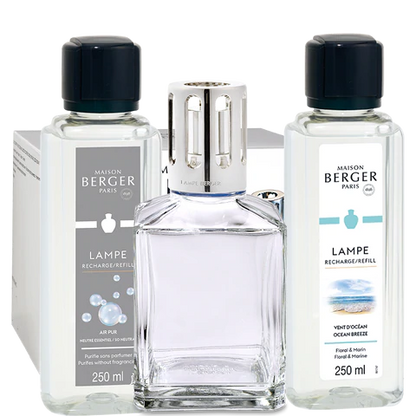 Maison Berger Paris, Lamp: Essential Square Gift Set w/Ocean Breeze & So Neutral