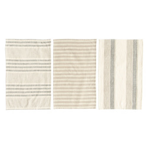 Tea Towel,  Woven Cotton Striped, set of 3