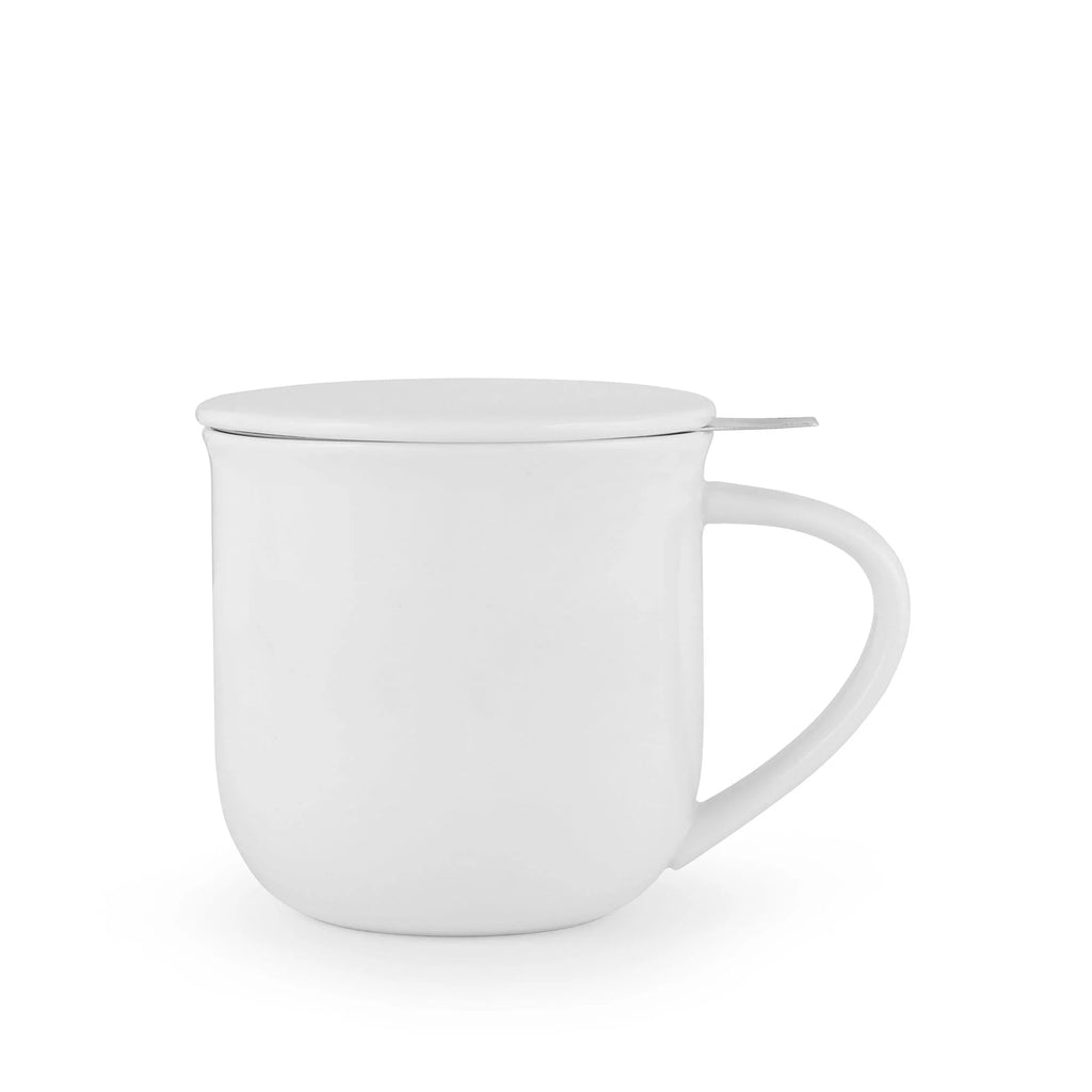 Mug;  Tea Mug with Infuser and Lid, White