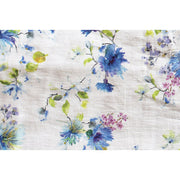 Table Runner, White with Cornflowers, Linen